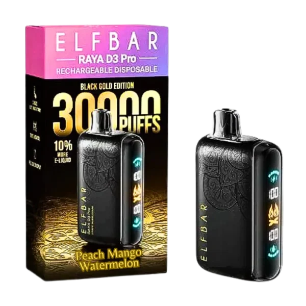 ELFBAR RAYA D3 PRO 30000 PUFFS DISPOSABLE VAPE (PEACH MANGO WATERMELON)
